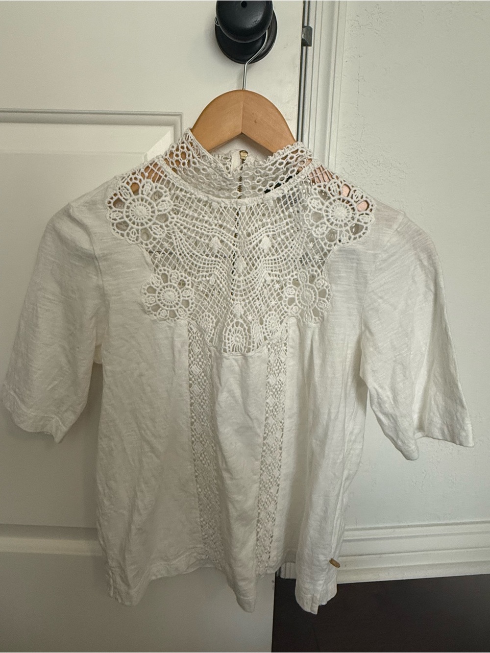 Scotch & Soda White Crochet Yoke Blouse